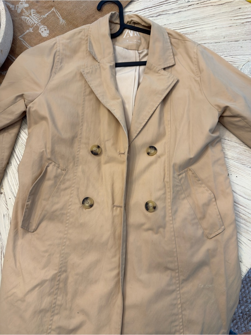 Zara Beige Double-Breasted Trench Coat
